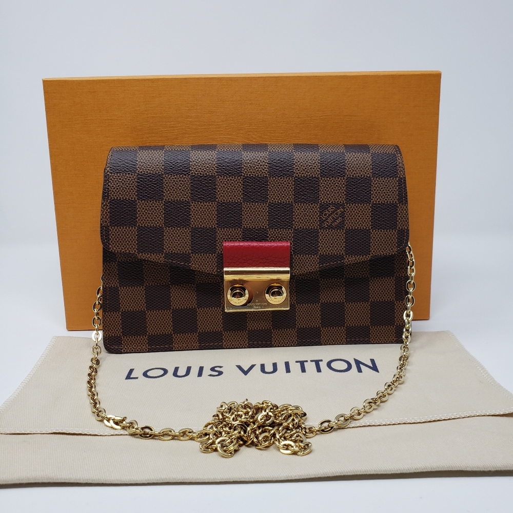 Like New Louis Vuitton Croisette Scarlet Chain Wallet!